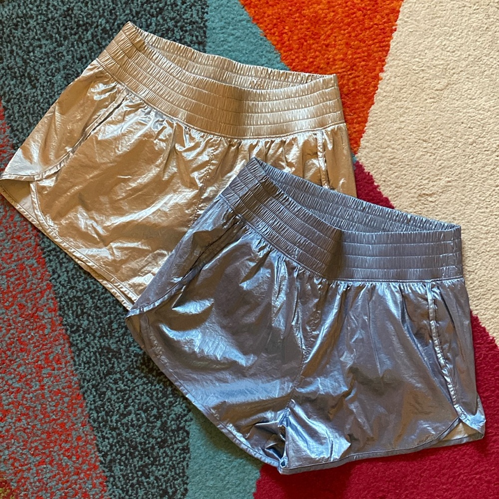 GapFit Metallic Silver and Blue Running Short Lot- 2 | High Rise Boxing Style M